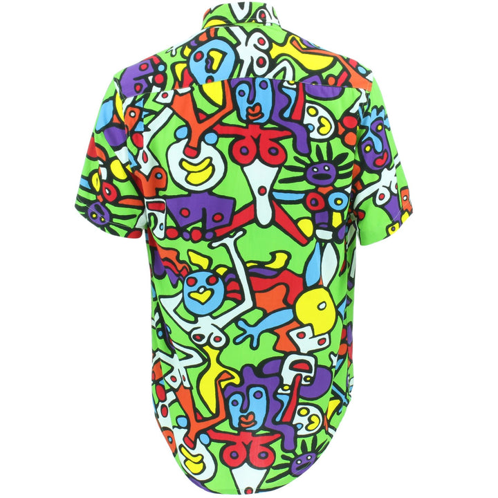 Slim Fit Short Sleeve Rayon Shirt - Tiffy Print - Green