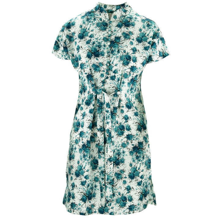 Mandarin Mini Dress - Rose Bunch Teal