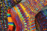Hand Knitted Wool Slipper Socks - SD Black Rainbow Orange