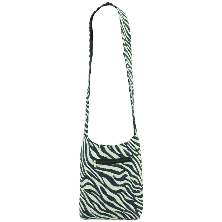 Cotton Canvas Sling Shoulder Bag - Zebra Blue