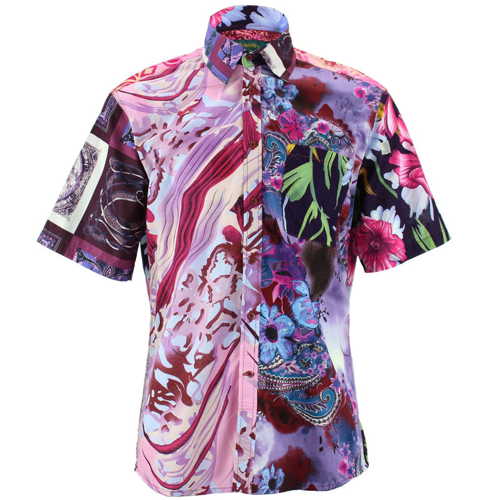 Regular Fit Short Sleeve Shirt - Random Mixed Panel - Abstract