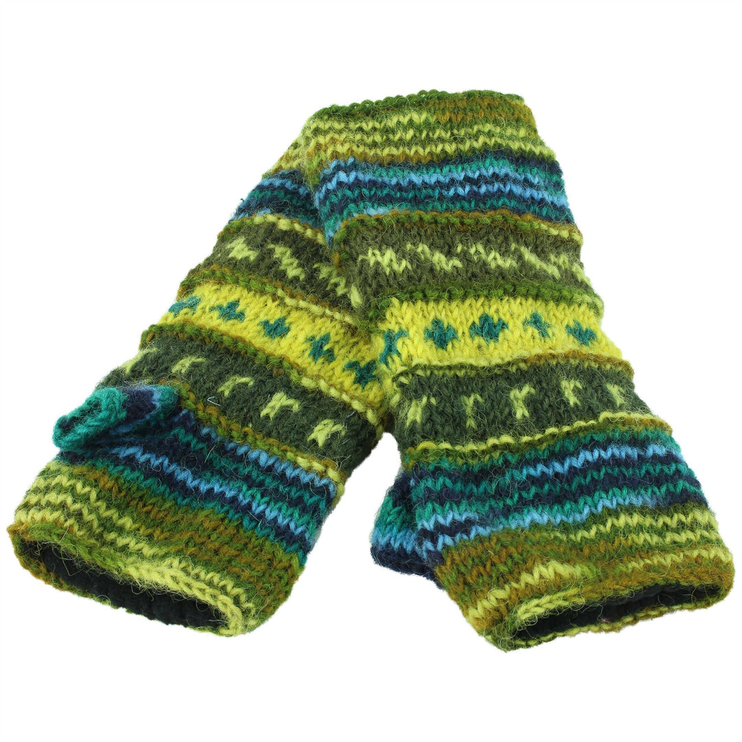 Wool Knit Arm Warmer - Tik Tik - Green