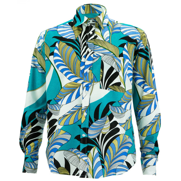 Regular Fit Long Sleeve Shirt - Exotic Vine - Turquoise