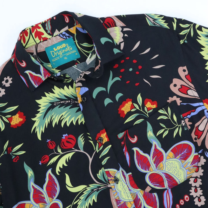 Regular Fit Short Sleeve Shirt - Black Garden