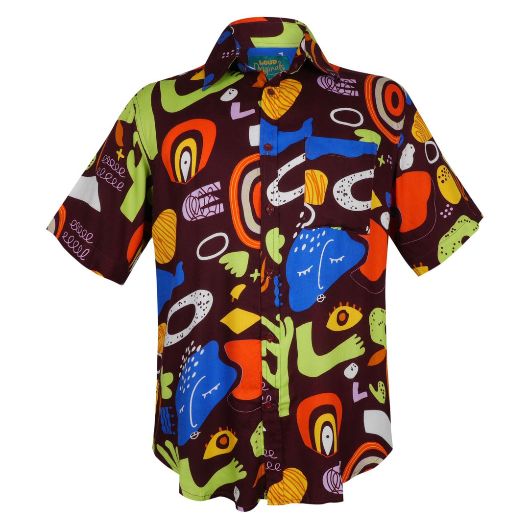 Regular Fit Short Sleeve Shirt - Cosmic Pop Maroon