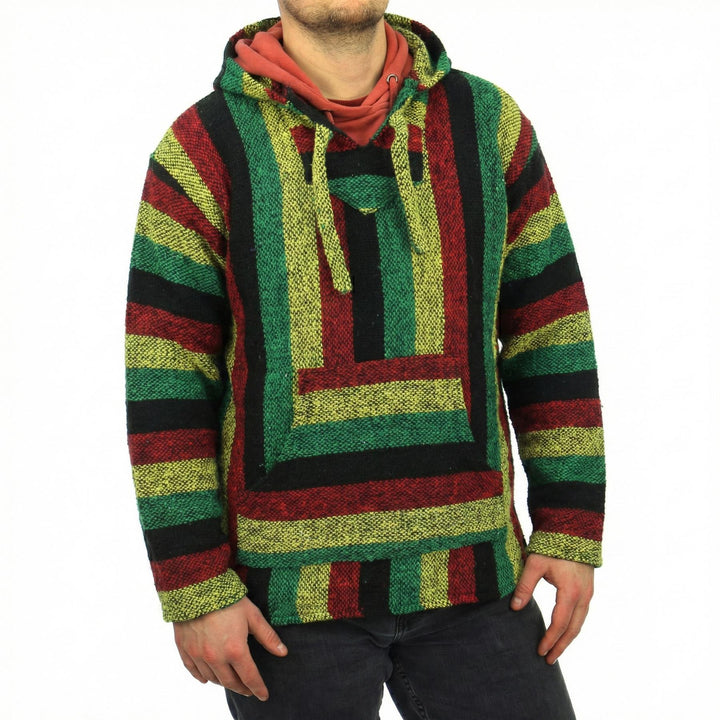 Recycled Mexican Baja Jerga Hoody - Rasta