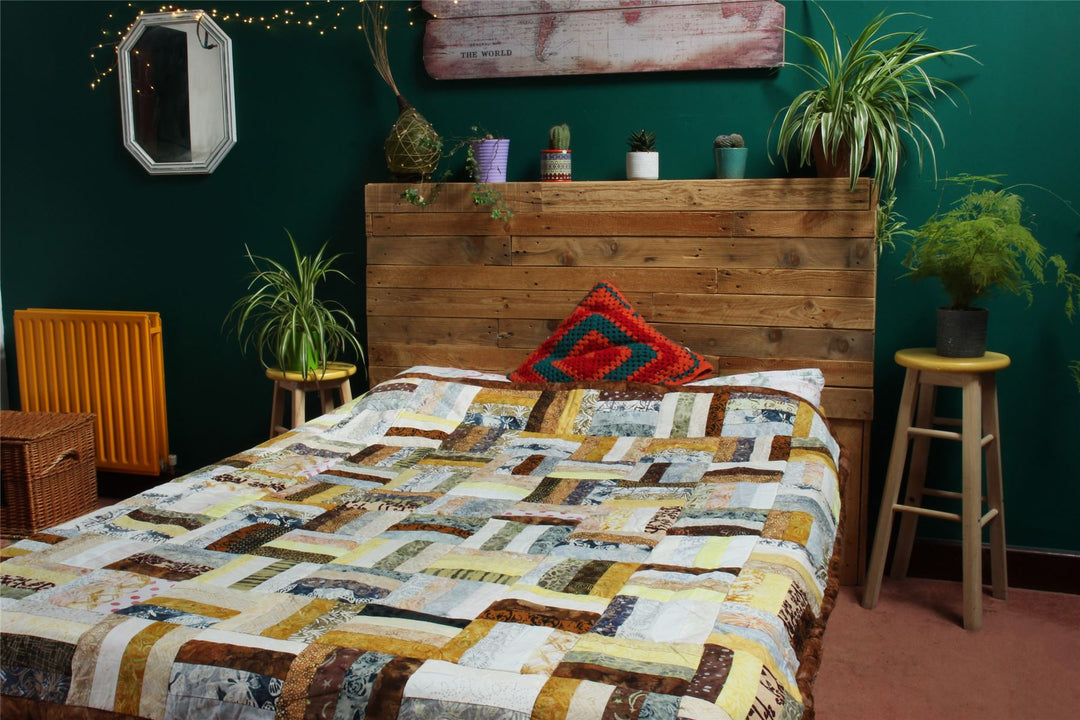 Handmade Quilted Patchwork Batik Printed Bedspread