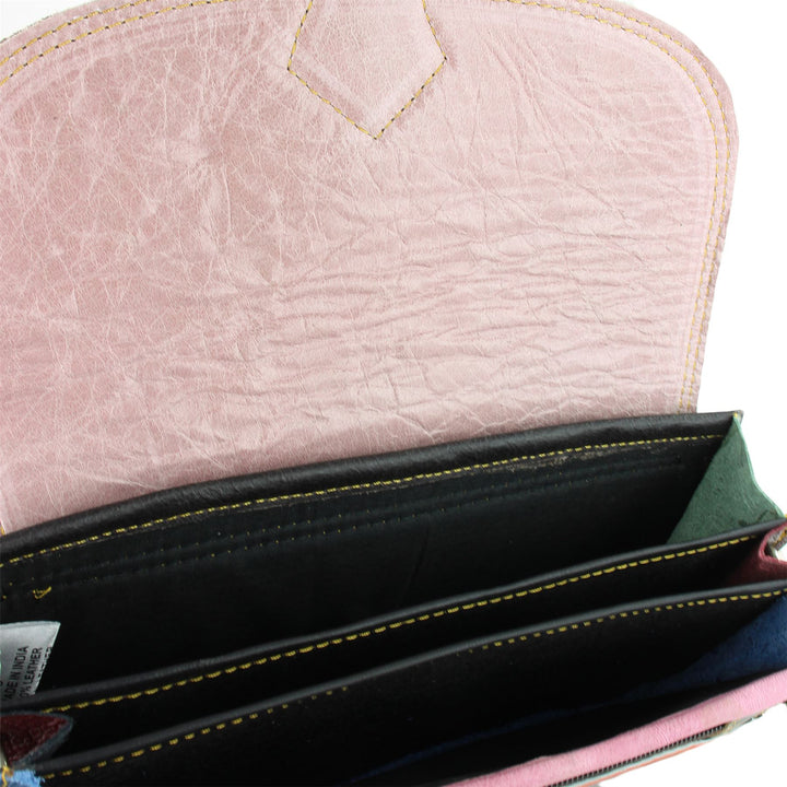Real Leather Colourful Messenger Shoulder Bag - Orange Mix