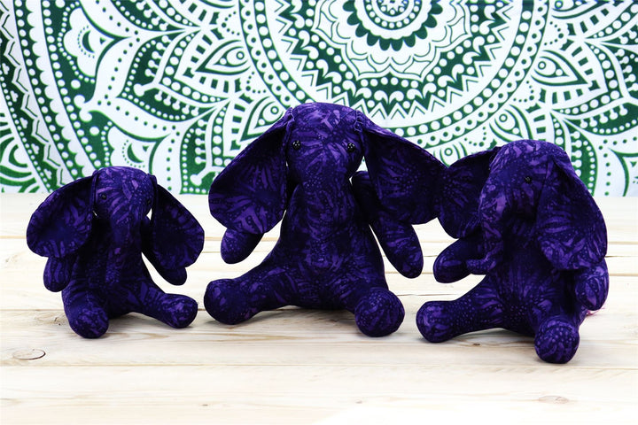 Batik Cotton Friendship Elephant - Purple Leaf