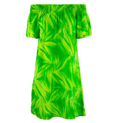 Shirred Comfy Dress - Feathers Lime Green