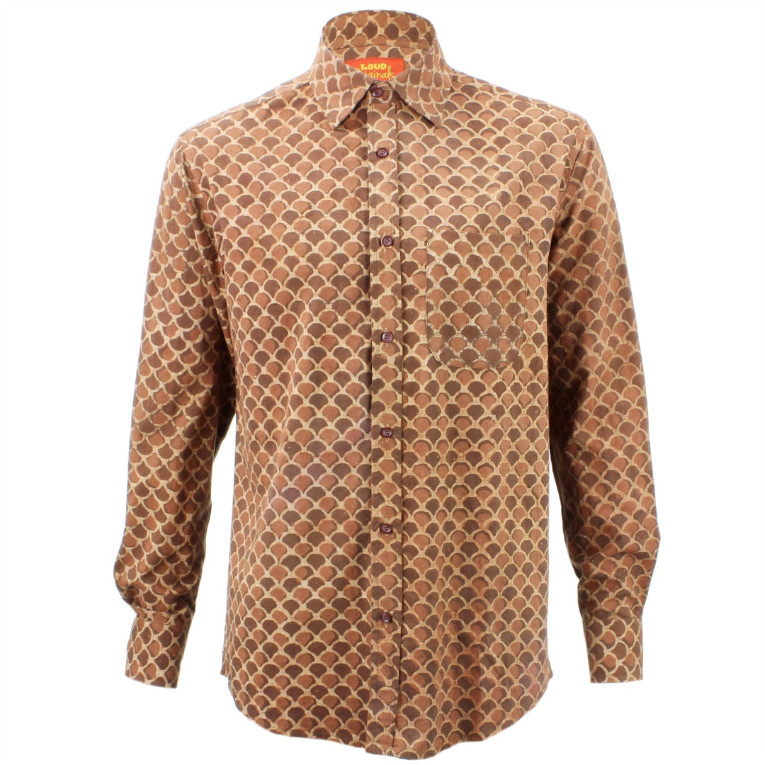Regular Fit Long Sleeve Shirt - Brown Fish Scales