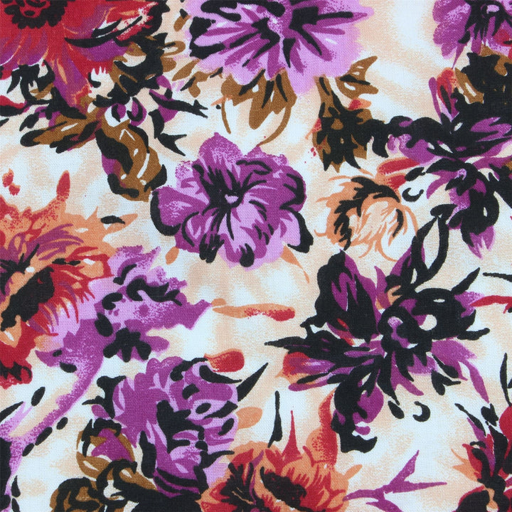 Tailored Fit Long Sleeve Shirt - Purple & Red Abstract Floral
