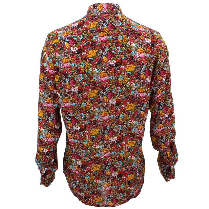 Tailored Fit Long Sleeve Shirt - Red & Orange Floral