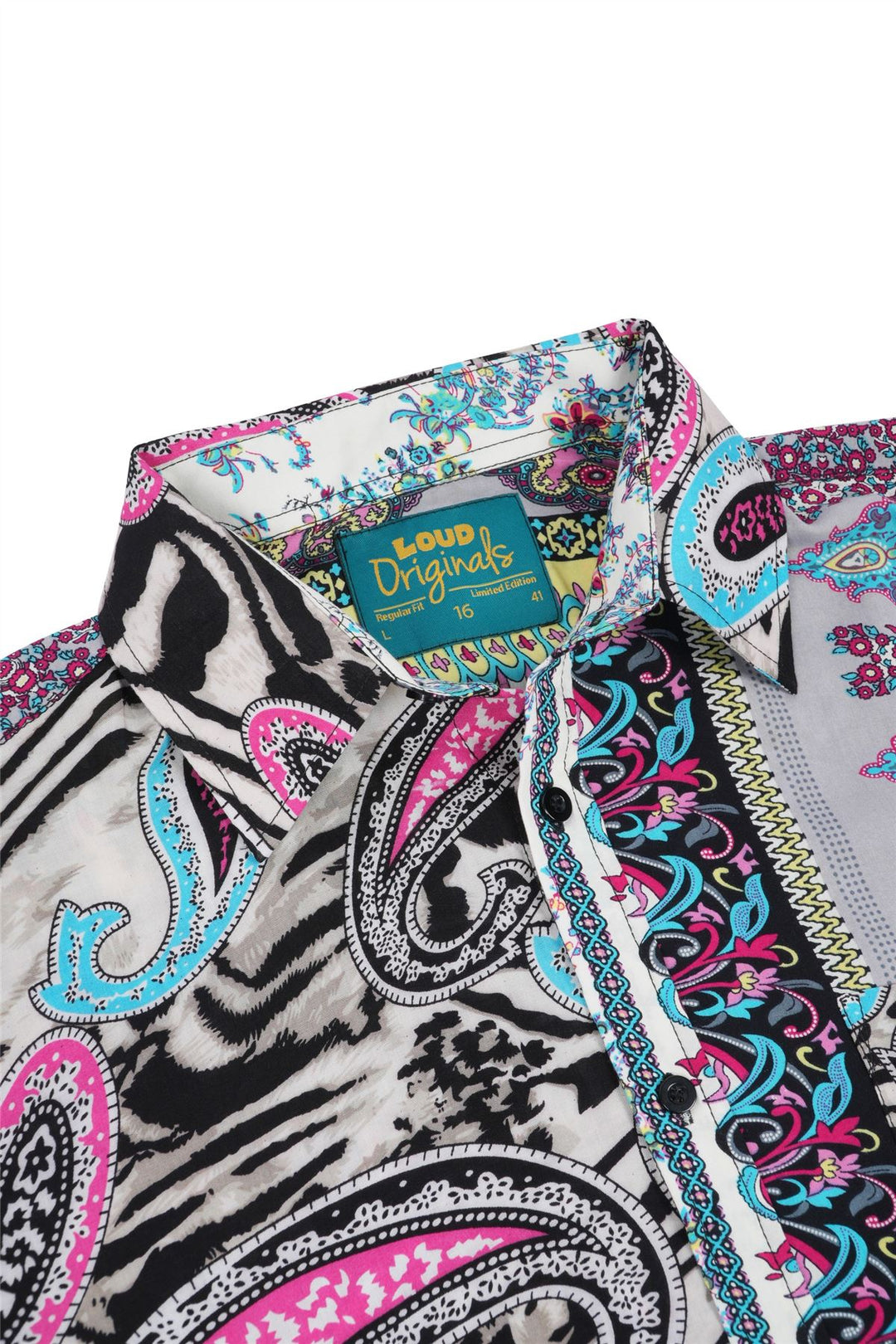 Regular Fit Short Sleeve Shirt - Random Mixed Panel Paisley Floral