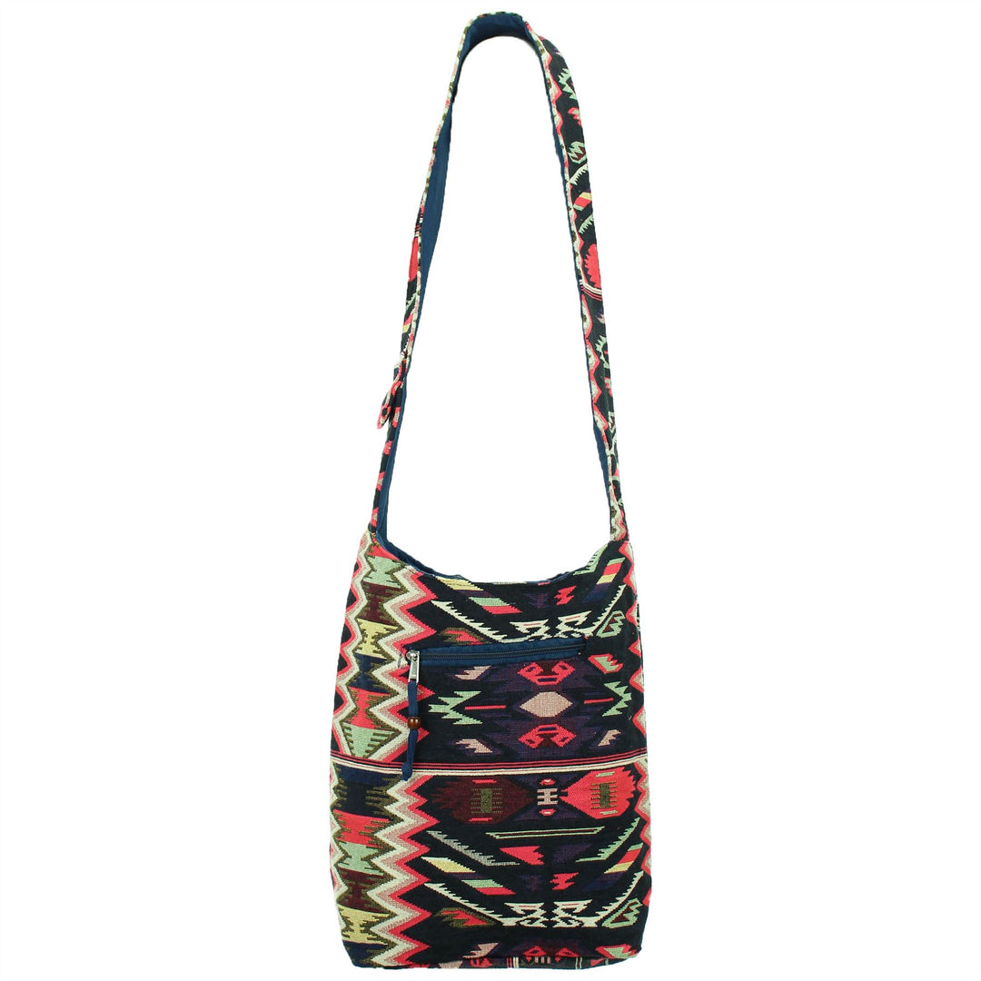 Cotton Canvas Sling Shoulder Bag - Purple Pink
