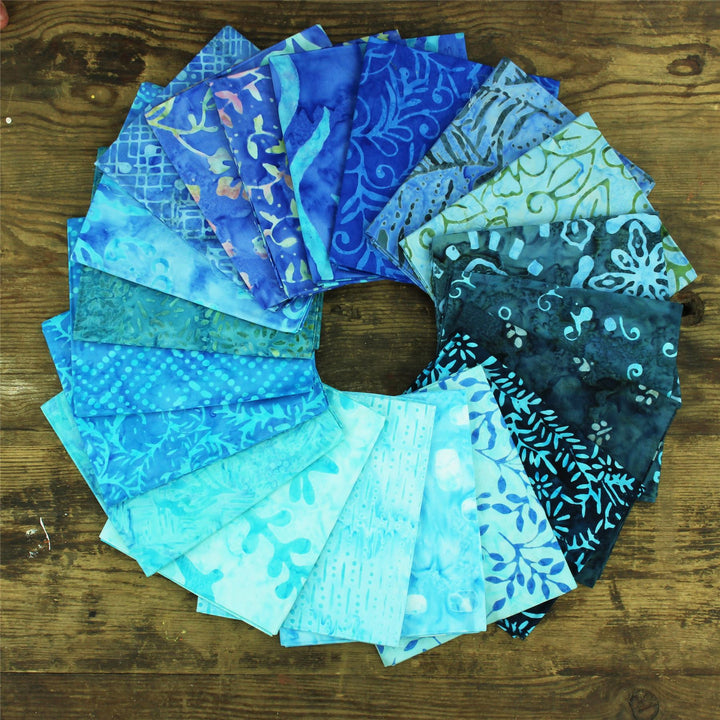 Cotton Batik Pre Cut Fabric Bundles - Fat Quarter - Blue Slate