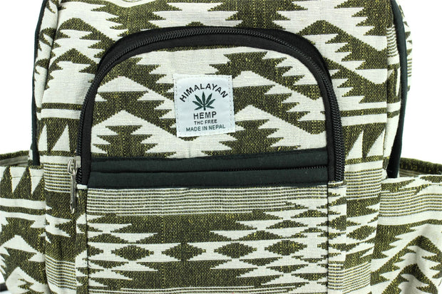 Himalayan Hemp Backpack - Green Aztec