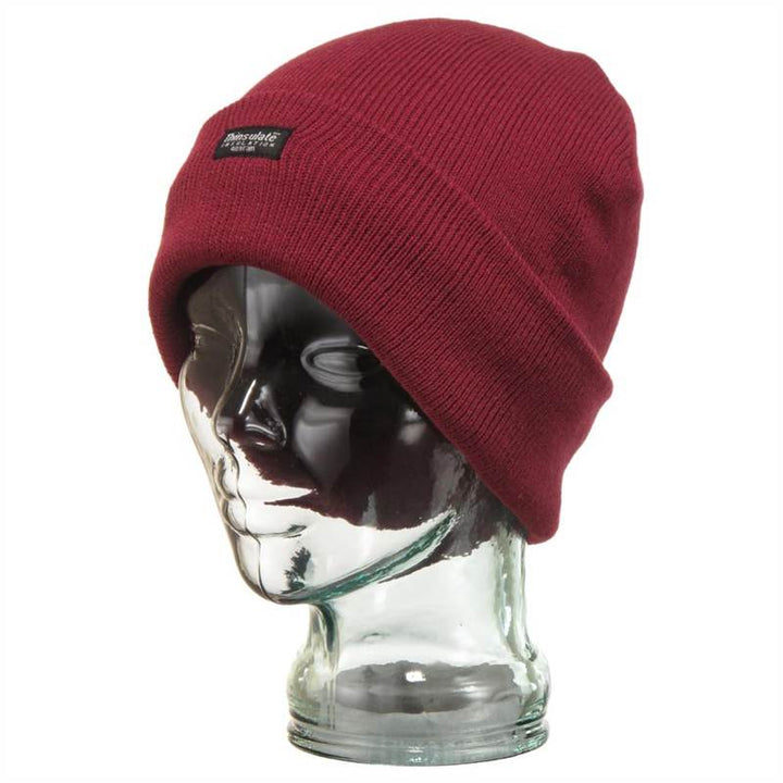 Fine Knit Beanie Hat - Dark Pink