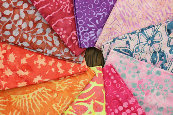 Fat Quarter - 10 Pieces of 19" x 20" Cotton Batik