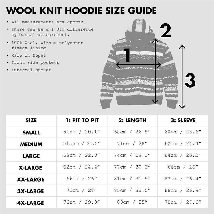 Hand Knitted Wool Hooded Jacket Cardigan - Fairisle Black