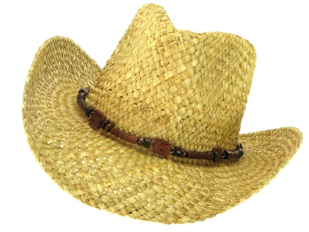 Straw Cowboy Hat with Wood Band
