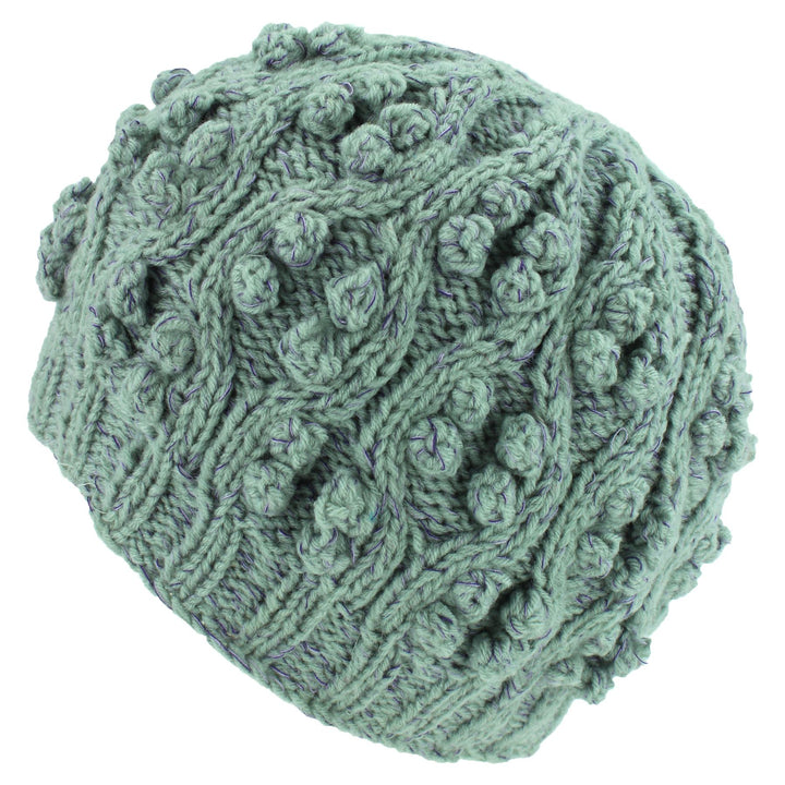 Acrylic Knit Beanie Hat - Light Grey