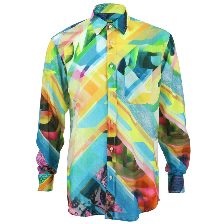 Regular Fit Long Sleeve Shirt - Yellow & Blue Abstract