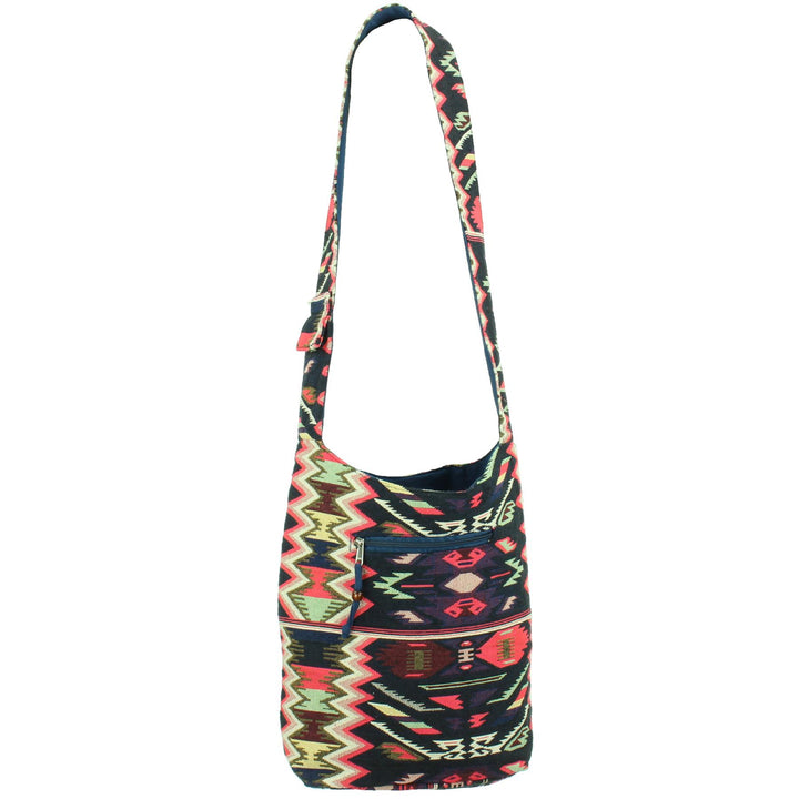 Cotton Canvas Sling Shoulder Bag - Purple Pink