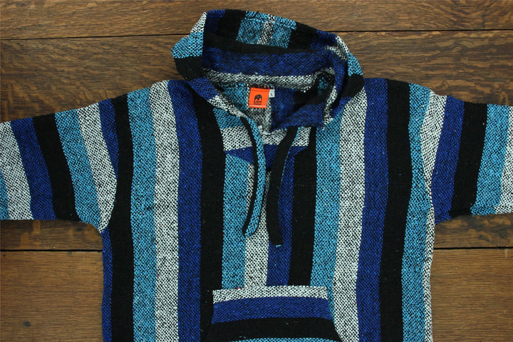 Recycled Mexican Baja Jerga Hoody - Blue Mix