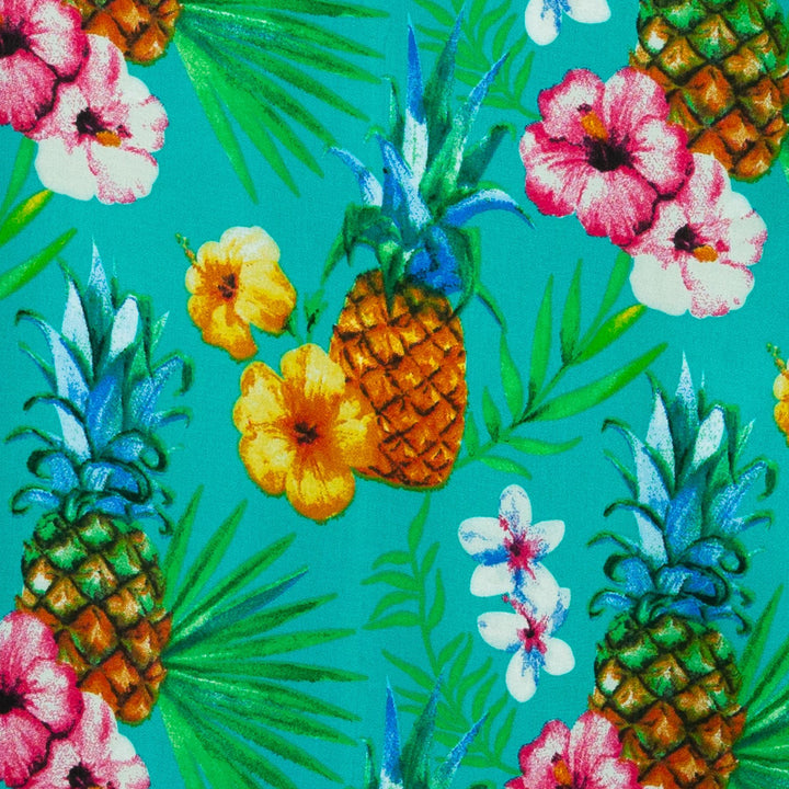 Regular Fit Short Sleeve Shirt - Totally Tropical - Turquoise