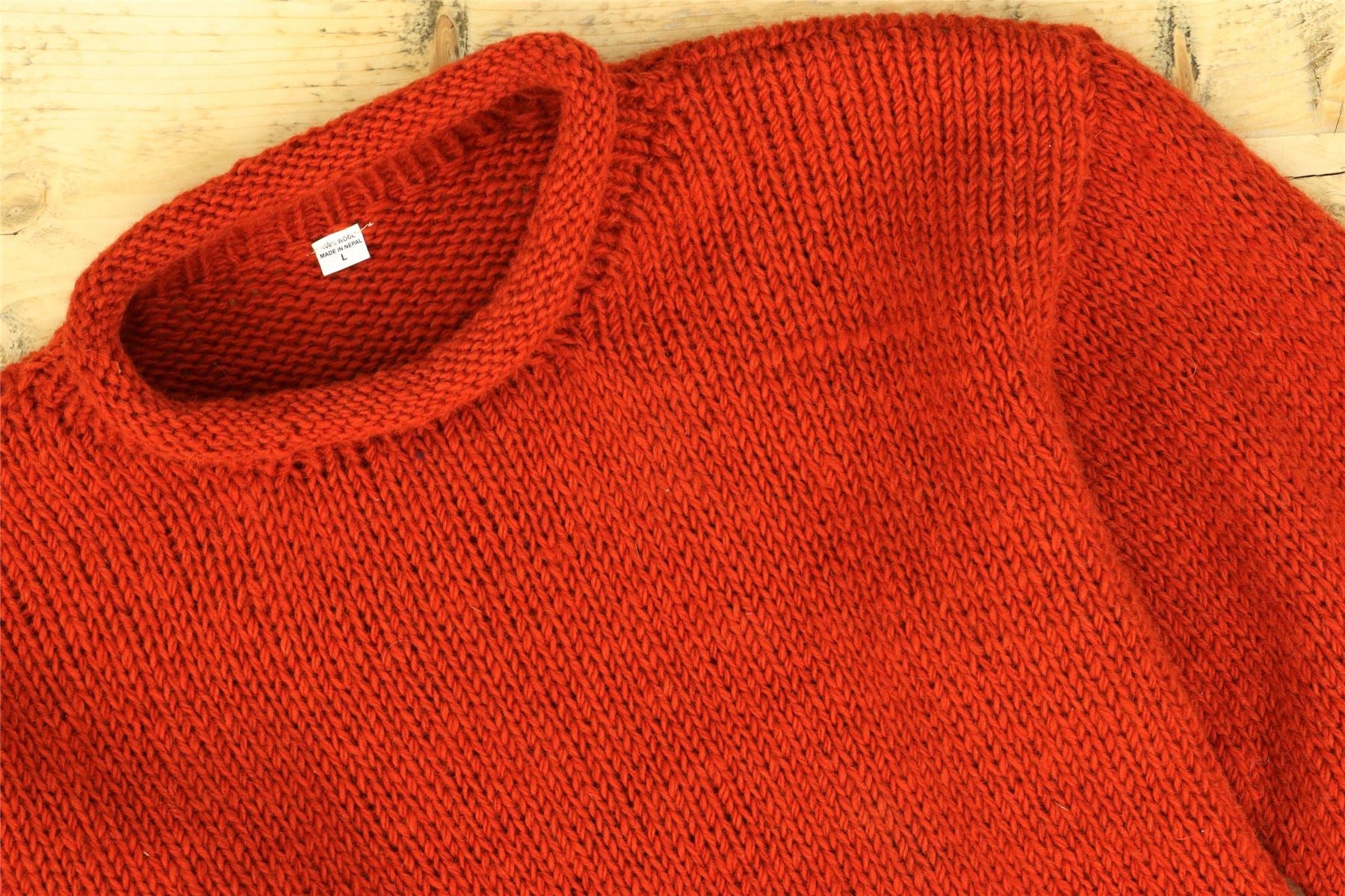 Hand Knitted Wool Jumper - Plain Burnt Orange – LoudElephant