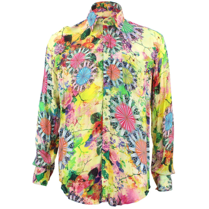 Tailored Fit Long Sleeve Shirt - Yellow Psychedelic