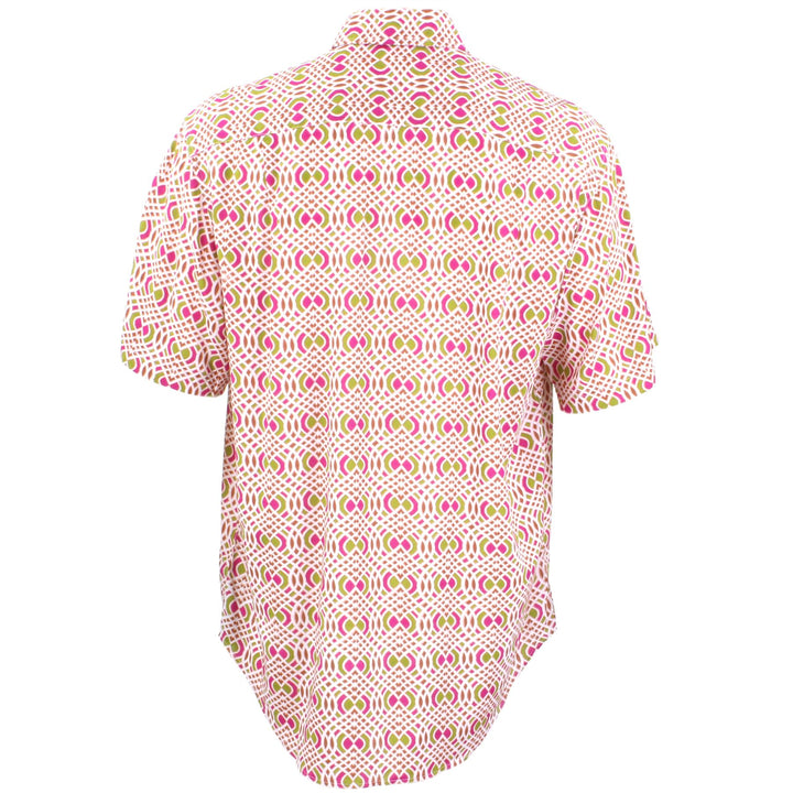 Regular Fit Short Sleeve Shirt - Pink & Green Abstract
