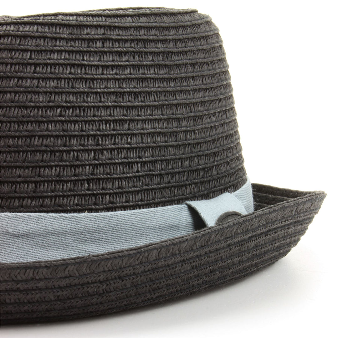 Straw Paper Pork Pie Hat - Black