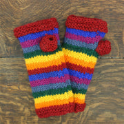 Hand Knitted Wool Arm Warmer - Stripe Rainbow