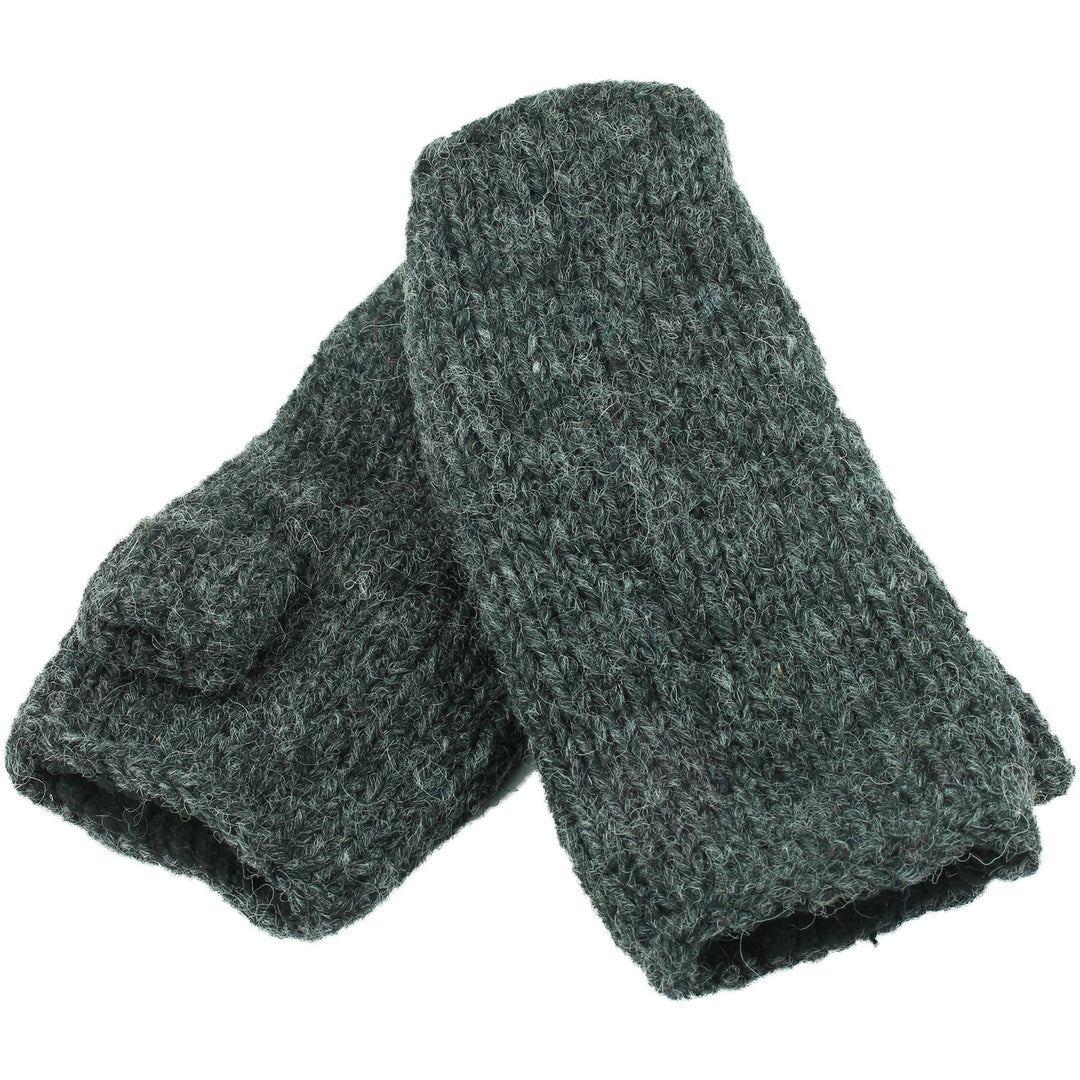 Wool Knit Arm Warmer - Plain - Charcoal Grey