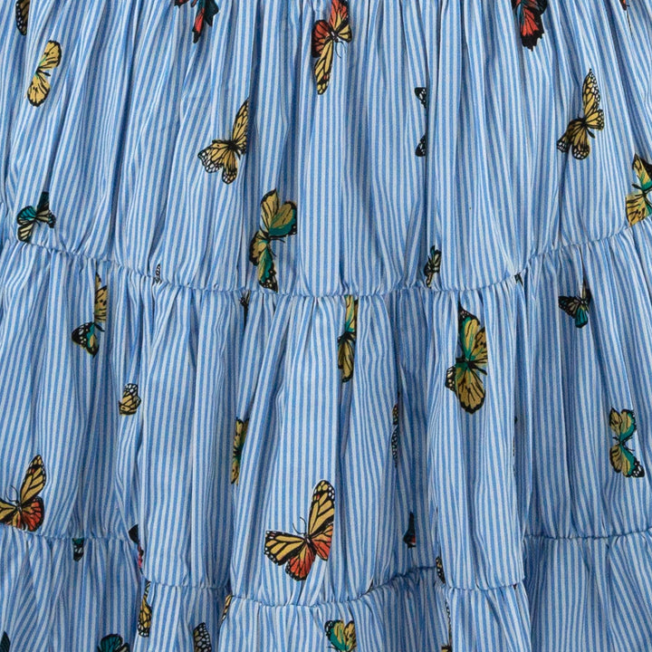 Tier Drop Summer Dress - Blue Butterfly