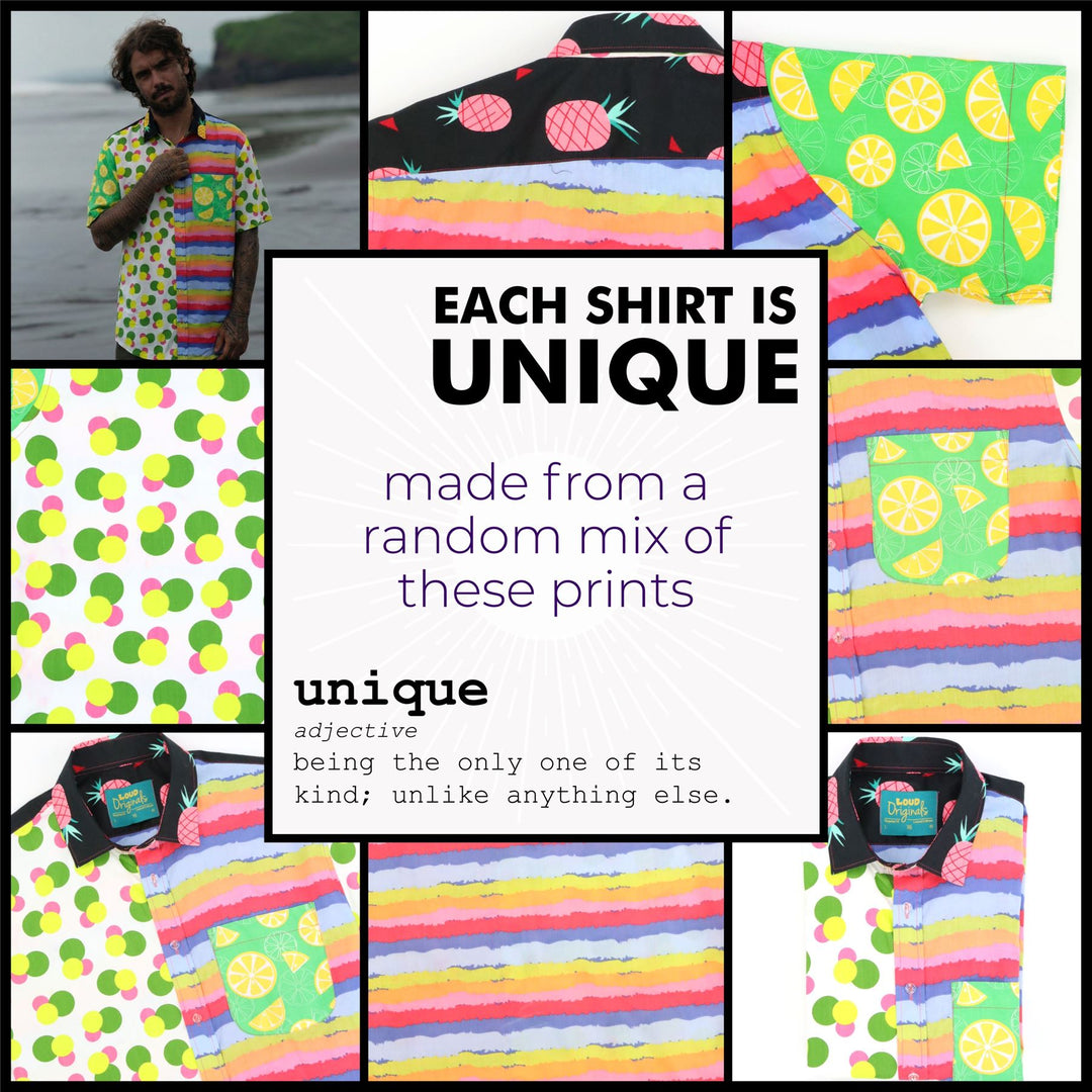Regular Fit Short Sleeve Shirt - Bright Random Mixed Panel