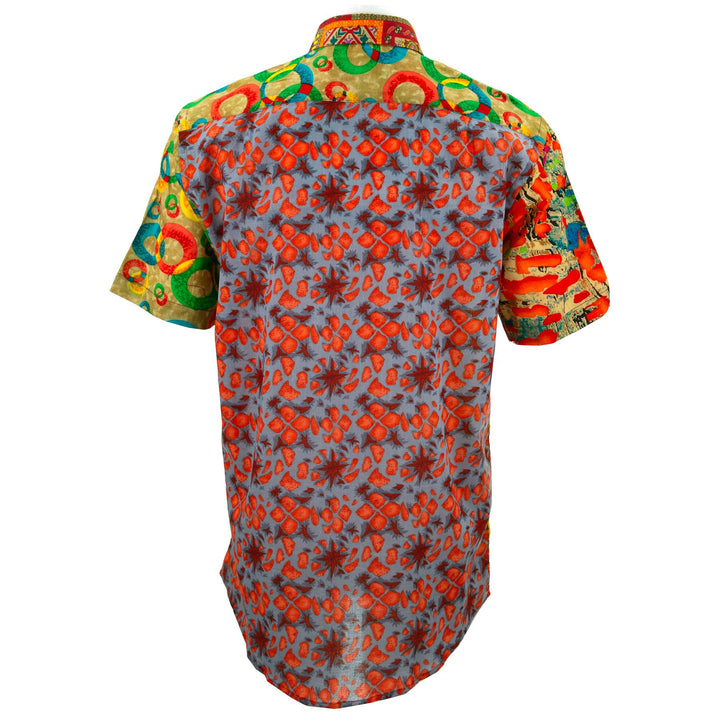 Regular Fit Short Sleeve Shirt - Random Mixed Panel Orange