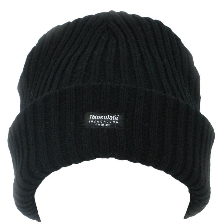 Chunky Knit Beanie Hat - Black