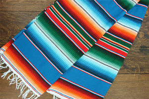 Håndvævet mexicansk Serape Large 200cm x 147cm - Blågrøn