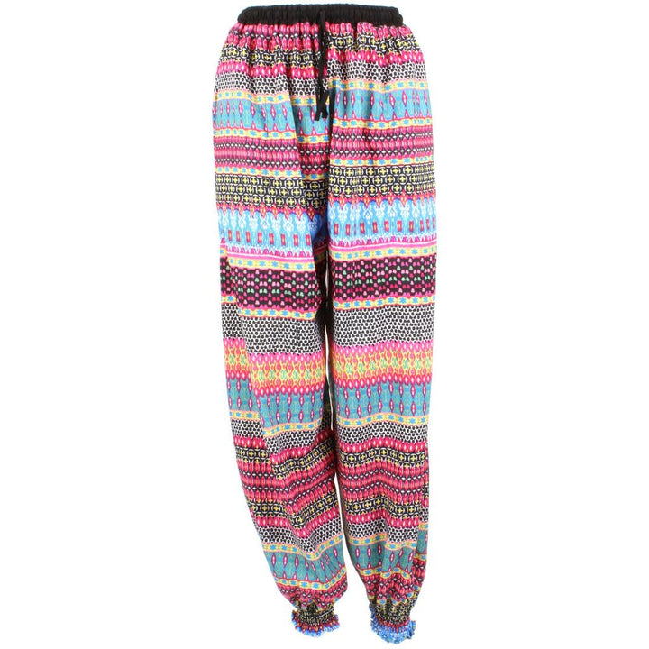 Ali Baba Trousers - Geometric (Blue & Pink)