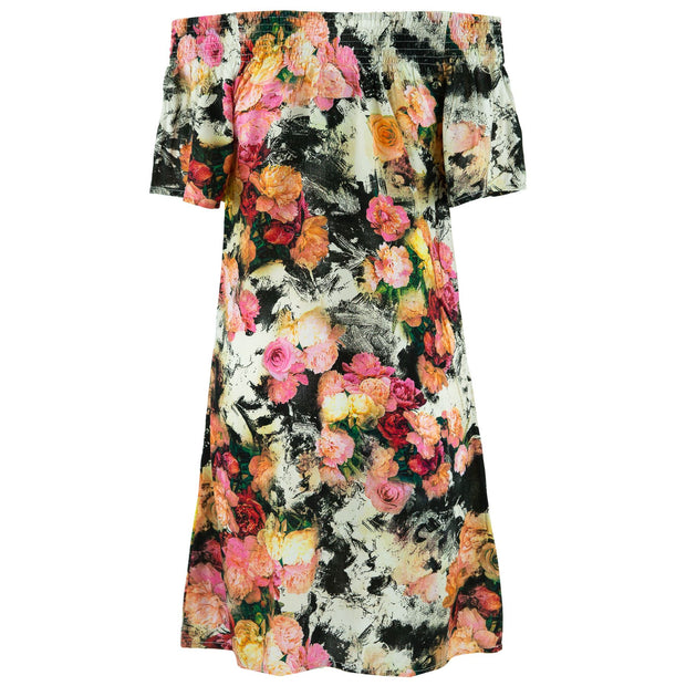 Shirred Comfy Dress - Midnight Bloom