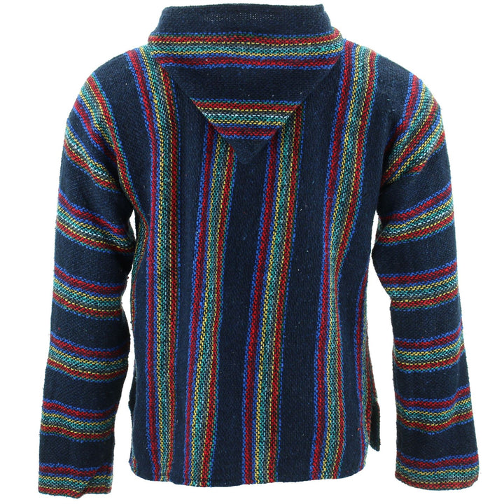 Mexican Baja Jerga Hoody - Deep Blue Stripe