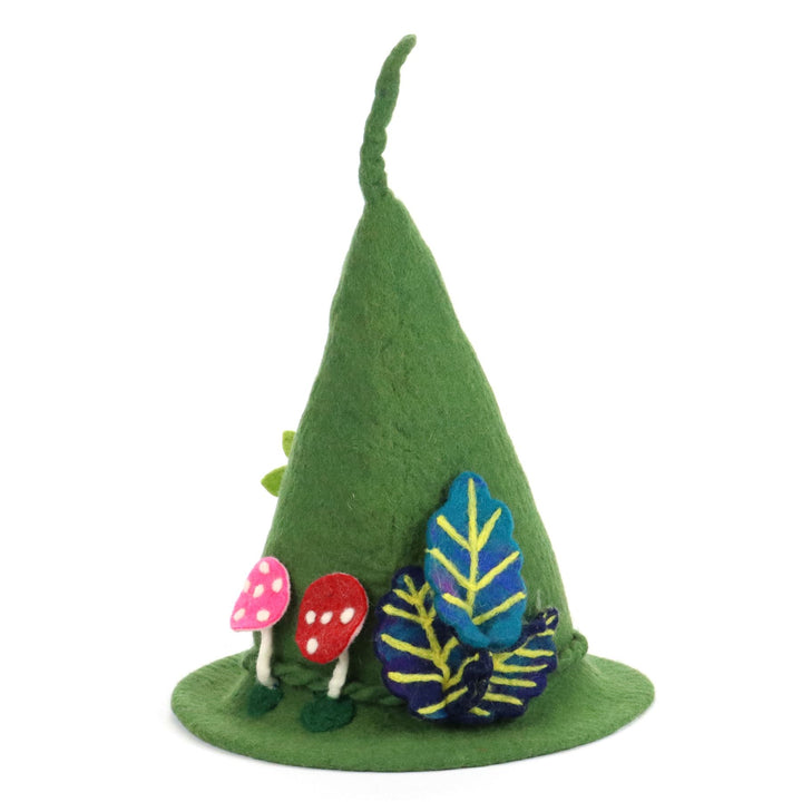 LoudElephant Handcrafted Wool Felt Hat from Nepal - Mystical Woodland Green