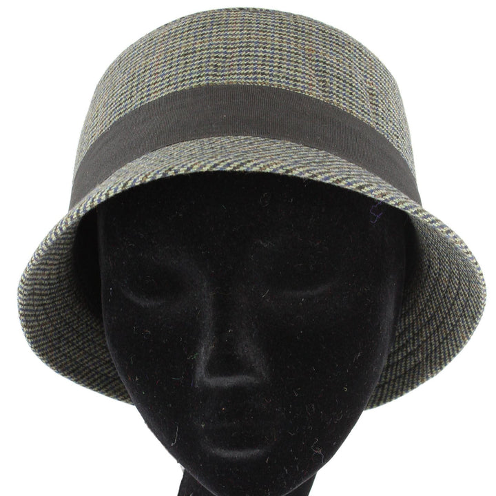 Tweed cloche hat with chunky band - Brown