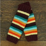 Hand Knitted Wool Leg Warmers - Stripe Retro D