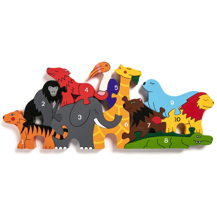 Handmade Wooden Jigsaw Puzzle - Number Zoo