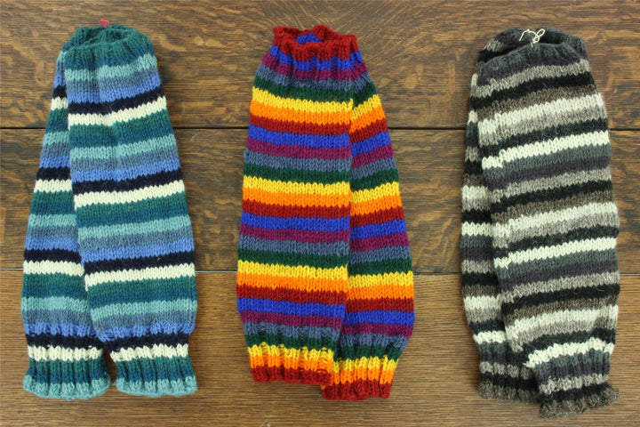 Hand Knitted Wool Leg Warmers - SD Dark Blue Mix