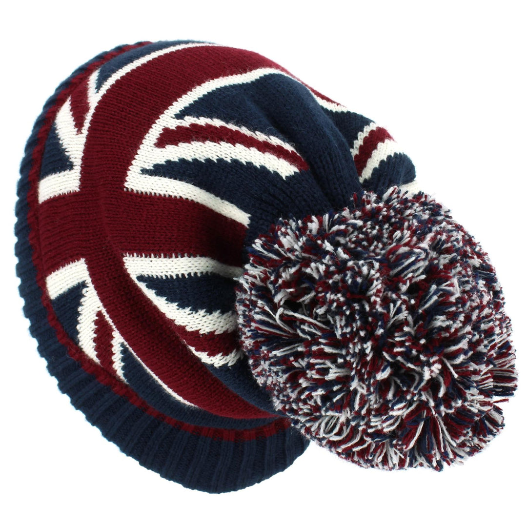 Union Jack Bobble Beanie Hat with Super Soft Fleece Lining